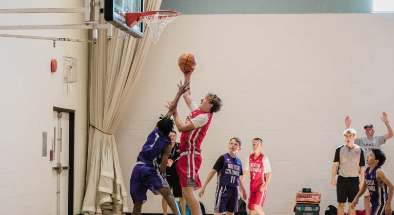 Athletes compete in 3x3 basketball at the 2024 BC Summer Games.